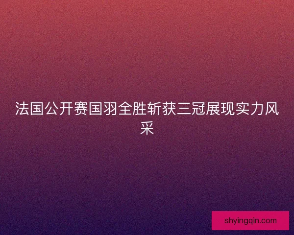 法国公开赛国羽全胜斩获三冠展现实力风采 法国公开赛国羽全胜斩获三冠展现实力风采