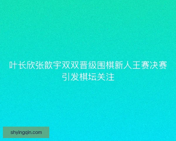 叶长欣张歆宇双双晋级围棋新人王赛决赛引发棋坛关注